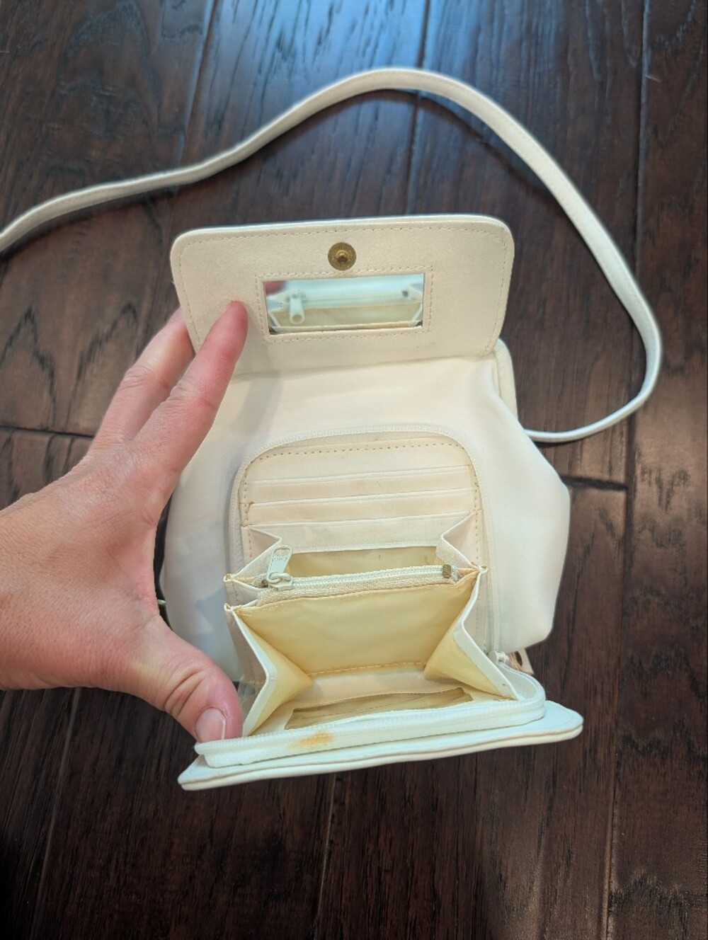 Women's White Mini Crossbody Wallet Bag with Gold Hardware - Picture 6 of 11